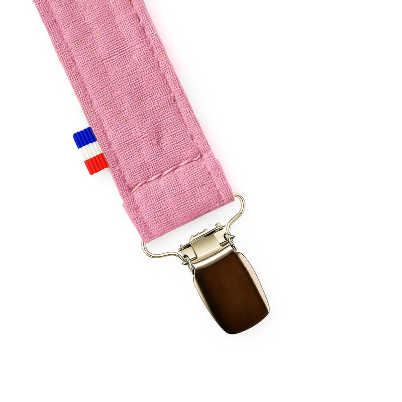 Attache Tétine en Coton Bio Rose