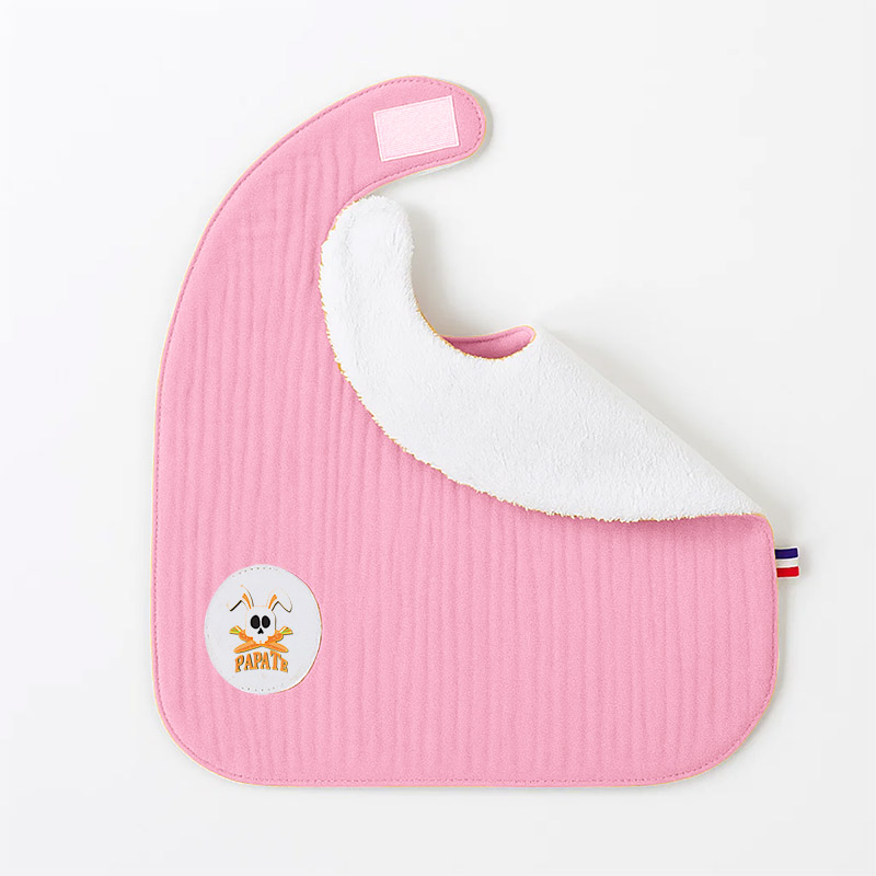 Bavoir en Coton Bio Rose – Image 3