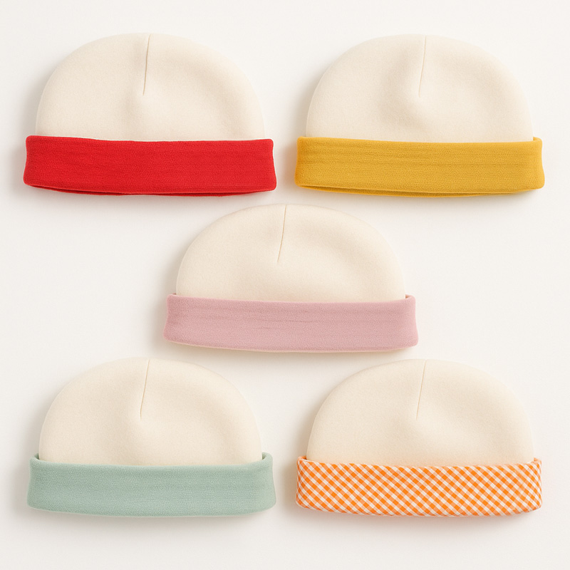 Bonnet de Naissance en Coton Bio Blanc et Vichy – Image 3