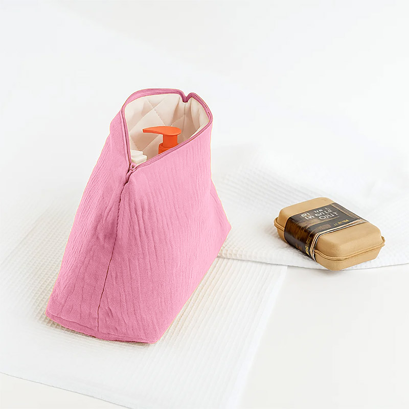 Trousse de Toilette en Coton Bio Rose – Image 4