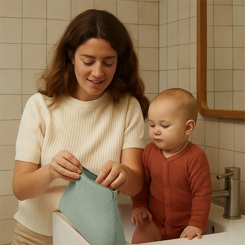Trousse de Toilette en Coton Bio Vert – Image 4