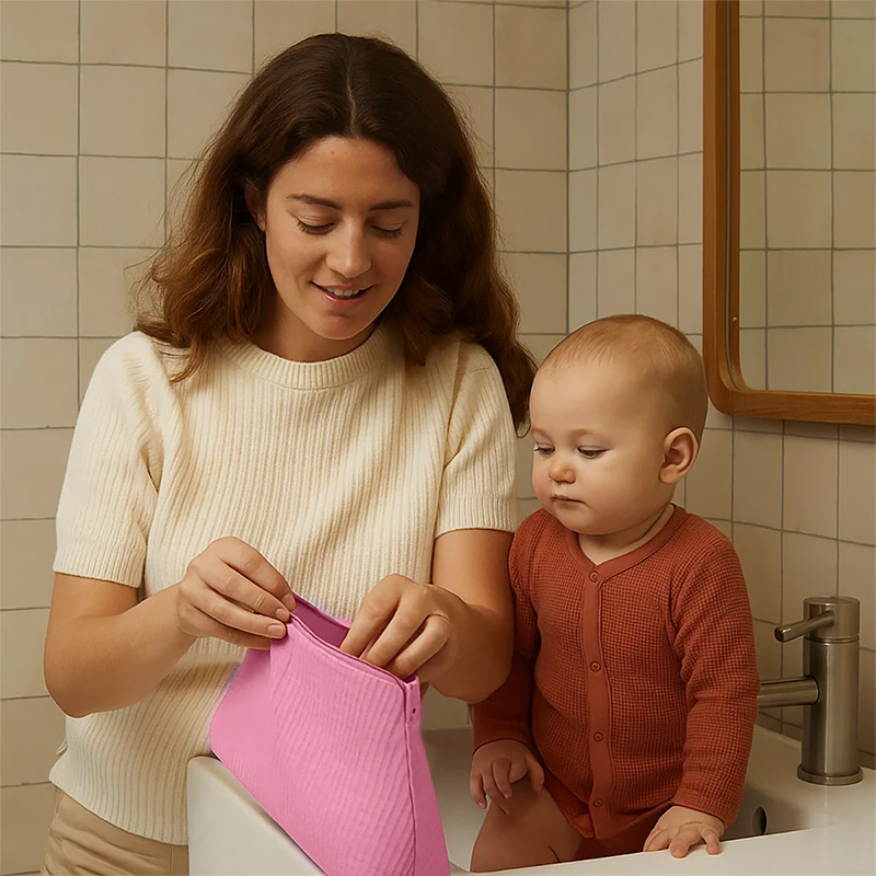 Trousse de Toilette en Coton Bio Rose – Image 3