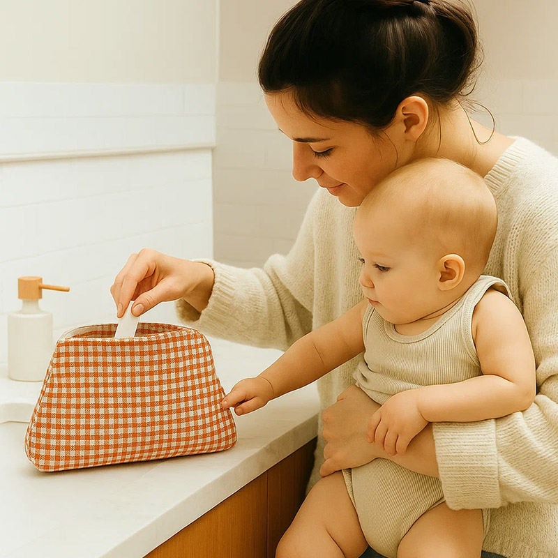 Trousse de Toilette en Coton Bio Vichy – Image 2